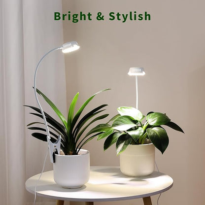LORDEM Grow Lights for Indoor Plants, Clip-on Gooseneck Plant Lights for Indoor Growing，Full Spectrum LED Plant Light with 5 Dimming Levels,Auto On/Off Timer (6/8/12/16 Hrs),White,1 Pack