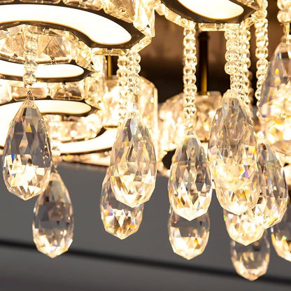HAIXIANG Modern Glam Chandelier LED Crystal Light Interior Luxury Ceiling Chandeliers Remote Dimmable Lights Fixture 40 Inches Gold Large Size Light
