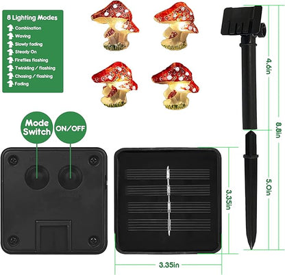 Garden Décor Solar Powered Outdoor String Light Mushroom Lamp Solar Garden Fairy Lights Mushroom Night Lights Gifts Cottage core Décor 14ft 40LEDs Solar Pathway Fence Yard Window Mushroom Decor