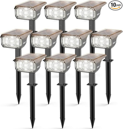 LEREKAM Solar Spot Lights,IP65 Waterproof 40 LED's Landscape Spotlights,3 Modes Outdoor Garden Lights, 360 Adjustable Lighting Angle, Solar Powered Wall Lights for Yard Porch 10 Pack