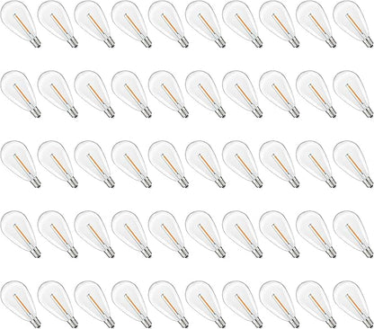 S14 Replacement LED Light Bulbs, Shatterproof & Waterproof 0.6W S14 LED Bulbs, Outdoor String Lights, E12 Base Patio Edison LED Light Bulbs, Warm White 2200K Plastic 40LM Non-Dimmable 50 Pack