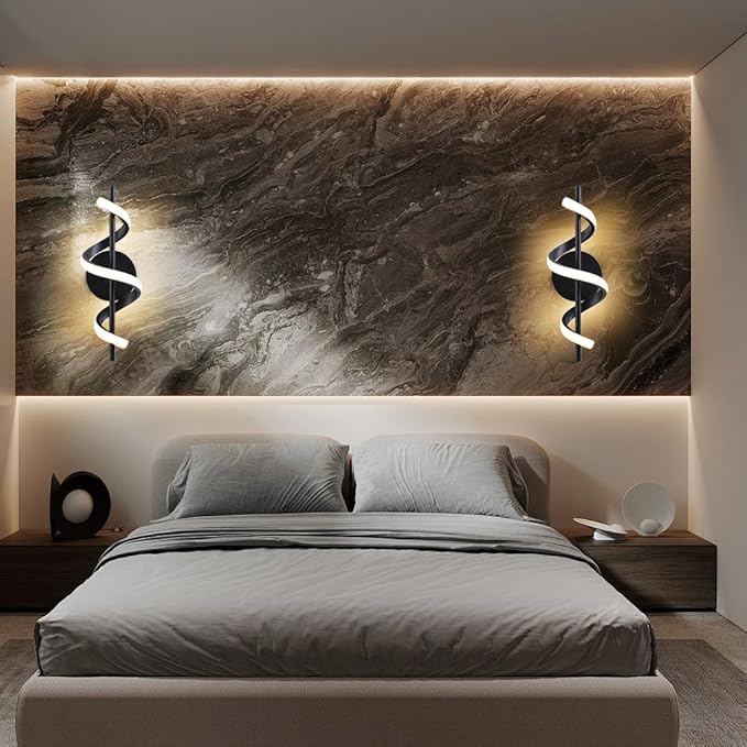 Wall Sconce Set of 2 Wall Lighting Fixture Lamps for Bedroom Living Room LED Warm Light Modern Wall Mounted Lights Hallway Hotel Indoor