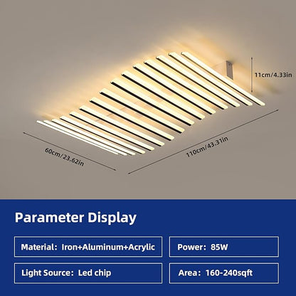 JAYMP 15 Lights Linear Modern Ceiling Light 43.3 inch Dimmable LED Chandelier Semi Flush Mount Light Fixture for Dining Room Kitchen Island Living Room