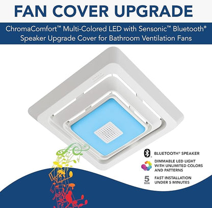 Broan-NuTone FG800RGBS Genuine Replacement Cover (Bath Fan Not Included) with ChromaComfort LED Light and Sensonic Bluetooth Speaker, Fits Select Bathroom Fan Models