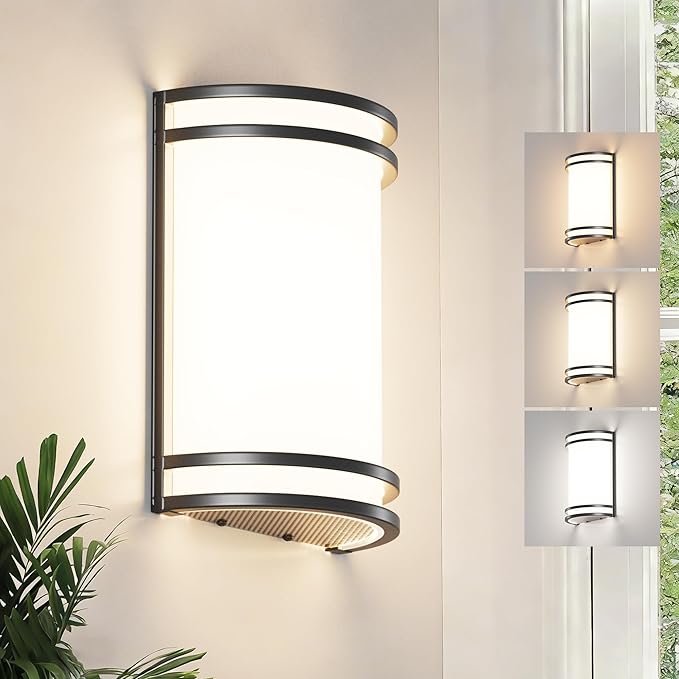 Aipsun Modern Wall Sconces Hardwired Indoor 15W LED Dimmable 3000K 4000K 5000K Black Wall Sconce Lighting for Living Room Hallway Bedroom
