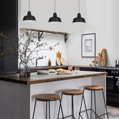 Black Industrial Pendant Lights Vintage Farmhouse Metal Hanging Ceiling Light Fixtures for Barn Kitchen Island Dinning Room Entryway Foyer (3 Pack)