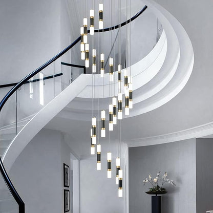 24-Light Modern Kitchen Island Dimmable LED Modern Black Gold Ceiling Pendant Light Living Room Bedroom Foyer LED 144W Stairs Large Chandelier