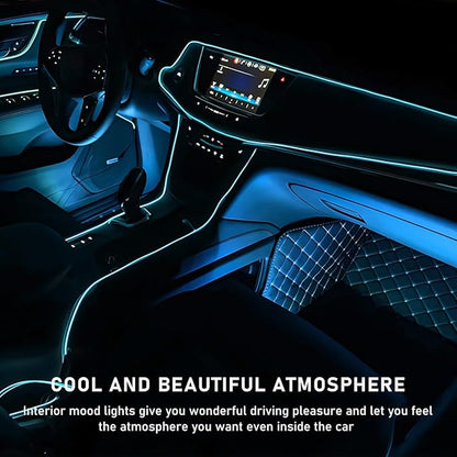 Ohleats Car LED Strip Light, 24 LED RGB Auto Interior Atmosphere Lights, Cigarette Lighter Under Dash Ambient Night Light, Interior Decorative Lamp Lighting Kit Car Accessories (Ice Blue)