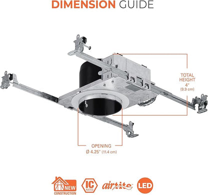 HALO 4” Shallow Remodel Recessed Lighting Housing with Quick Connect, IC-Rated LED Trims & Modules - H245ICAT (6 Pack)