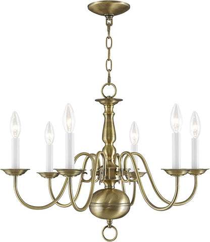 Livex Lighting 5006-01 Williamsburgh 6 Light Antique Brass Chandelier