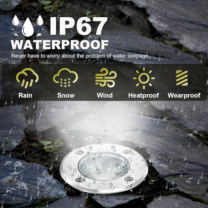 8Pack Low Voltage Landscape Lights with Connectors 3W LED 12-24V In-Ground Lights IP67 Waterproof Garden Lighting 6500K Outdoor Decorative Lights for Yard Pathway Patio (Cool White)