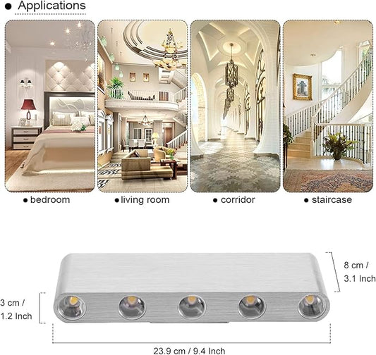 Kawell 10W Modern Wall Sconce LED Wall Light Up Down Indoor LED Wall Lamp Aluminum for Bedroom Living Room Bedside Stairs Hallway Corridor, 6000K