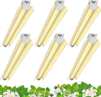 Barrina 3FT T8 Grow Light, 180W(6 x 30W), 1000W Equivalent, Full Spectrum, Plant Light, Growing Lamp Fixture, LED Grow Light Strips, for Indoor Plant, Greenhouse, Linkable Design, Yellow, 6-Pack