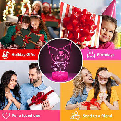 16 Colors Night Light 3D Illusion Table Lamp with Touch & Remote Control LED Lamp Kawaii Anime Led Light Cute Desk Lamp for Artwork Decor Christmas Halloween Birthday Decoration Gifts
