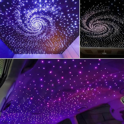 AKEPO 32W APP Twinkle Fiber Optic Lights Kit Music Activated RGBW Star Headliner Kit, 1200pcs 16.4ft/5m 0.03in/0.75mm Optical Fiber Cable + 28key Remote + Crystals for Car Headliner Starlight & Home