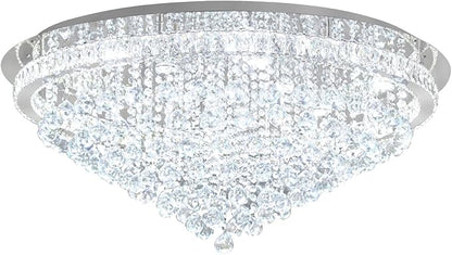Dia 40" Modern Crystal Chandeliers for Living Room,Silver Large Chandelier Flush Mount Chandeliers for Bedrooms Dining Room Dimmable 2700k 4500k 6000k