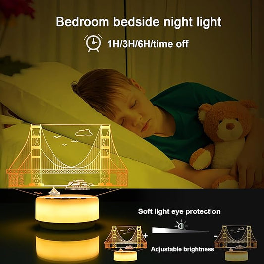 Strait Bridge Night Light for Kids, Bridge Lamp14 Color Warm White Base LED Décor Light Entity Key&Remote Control Mood Light, Gifts for Kids/Girls/Boys