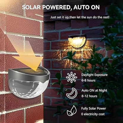 Solar Fence Lights Outdoor,Waterproof Solar Stair Step Deck Lights Wireless for Patio Garden Backyard Garage Driveway ﻿ (Cool White, 2-Pack)