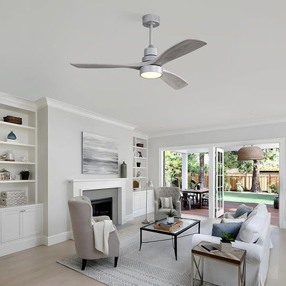 Sofucor Smart Ceiling Fan, 52" Low Profile Ceiling Fans with Lights and Remote, Compatible with Alexa/Google/App, 3-Color Light 6-Speed DC Motor Reversible Timer for Bedroom Living Room Patio Outdoor