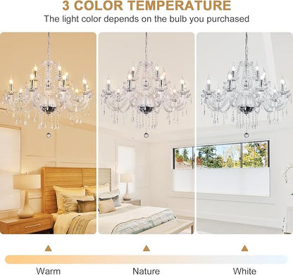Baotree Modern Elegant 8 Lights K9 Crystal Glass Chandelier Pendant Ceiling Lighting European Style for Dining Living Room Bedroom Transparent, 8 E12 Bulbs Required