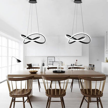 MAYNA Modern Chandelier with Remote Control, Dimmable LED Chandelier with 3 Color Temperature, Adjustable LED Pendant Light for Dining Room Kitchen Living Room Entryway, Black 19.7 inch