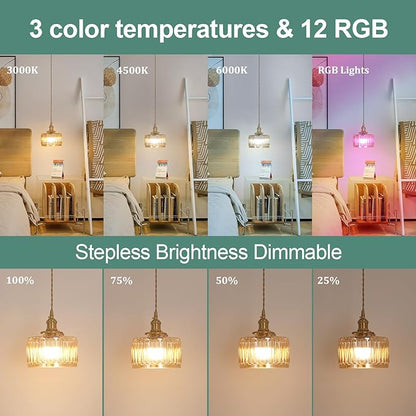 Shenmoyl Battery Operated Pendant Light 5000mAh Rechargeable Chandelier with Remote Control Wireless Adjustable Hanging Amber Striped Light for Kitchen Island Dining Room Hallway
