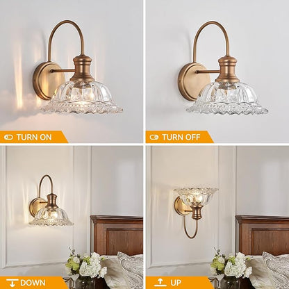 HDDFL Wall Scones Matte Brass Wall Lighting Fixture Vintage Indoor Lamp for Bedroom Living Room Door Header