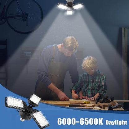 Aoretic LED Garage Lights 2 Pack -80W, 8000LM 6500K Led Shop Light with 3 Deformable Panels, Basement Barn Light Garage Ceiling Lights, E26 for Garage, Warehouse, Shop, Basement