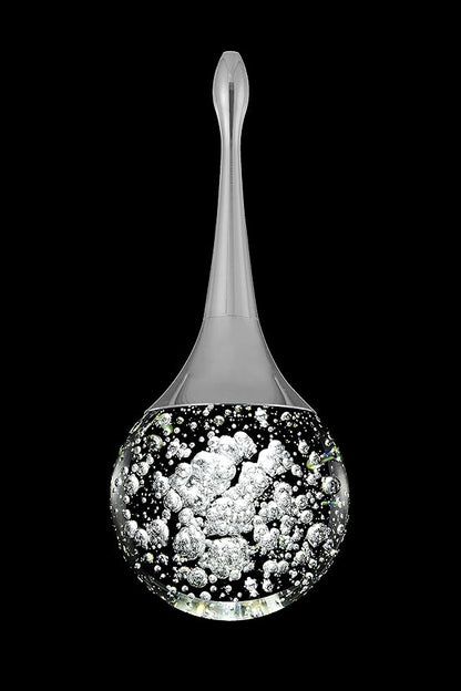 Flashing God Silver 1 Light Teardrop Crystal Pendant Lighting,Integrated Pendant Light with Crystal Bubble for Kitchen Island Globe Fixtures, Chromed Finishe 2700k 4500k 9000k