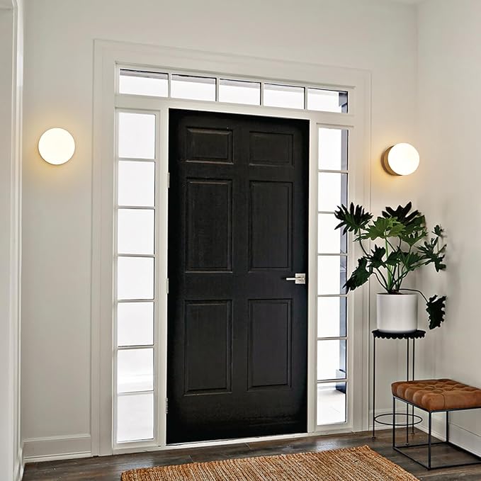 Modern Globe Black Wall Sconce: 6" Black Mid Century Modern Indoor Wall Mounted Lamps - Small Minimalist White Glass Bathroom Sconces - Ball Vanity Light for Bedroom Living Room Hallway Entryway Stair