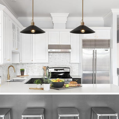 KSANA Pendant Lights Kitchen Island, 13.8-Inch Gold and Black Pendant Light Fixtures, Modern Large Kitchen Pendant Lighting Over Island