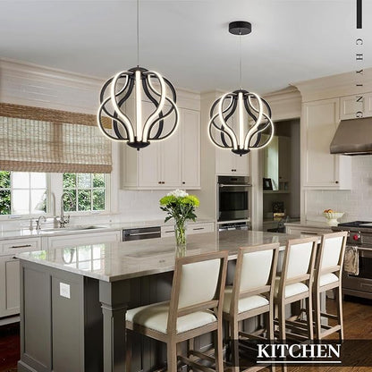 CHYING Modern Black Chandelier with Remote Control, 10-Light 70W 3-Color Temperature Dimmable LED Chandelier for Dining Room, Hanging Adjustable Pendant Light for Living Room Kitchen Entryway Foyer