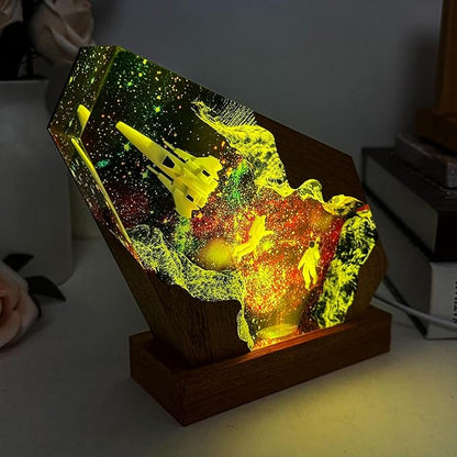Epoxy Space Resin Lamp, Handmade Astronaut Lamp with USB Port, Multi-Color LED Light, Ideal Home Bedroom Decor, Space Gifts for Men and Women, Unique Astronomy Gifts for Galaxy Enthusiast (8"x5")