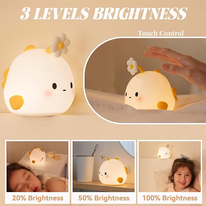 Angler Fish Night Light for Kids, Cute Anime Fish Lamp Gifts for Baby Boys and Girls, Touch Adjustable Squishy Silicone Nursery Night Lights with Timer, Rechargeable Kids Lamp Kawaii Sea Themed Decor
