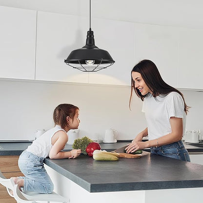 Black Pendant Light, Modern Large Pendant Light 14.1" 3 Packs, Kitchen Pendant Lights, Farmhouse Pendant Lights Kitchen Island for Kitchen, Living Room, Bedroom
