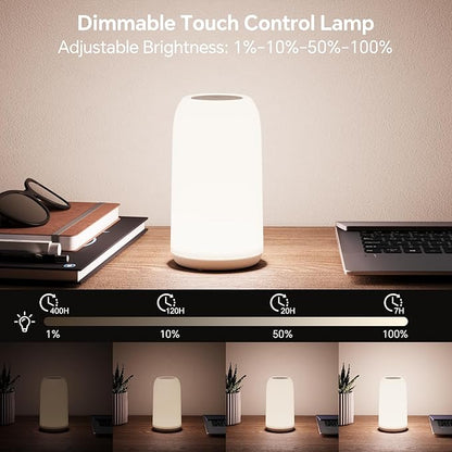 ROOTRO Cordless Table Lamps Rechargeable, Touch Lamp for Bedroom [Sleek Design & RGB Mode] 4-Level Brightness Small Bedside Lamp, LED Lamp Multi-Color Smart Nightstand Light for Living Room Home Gifts