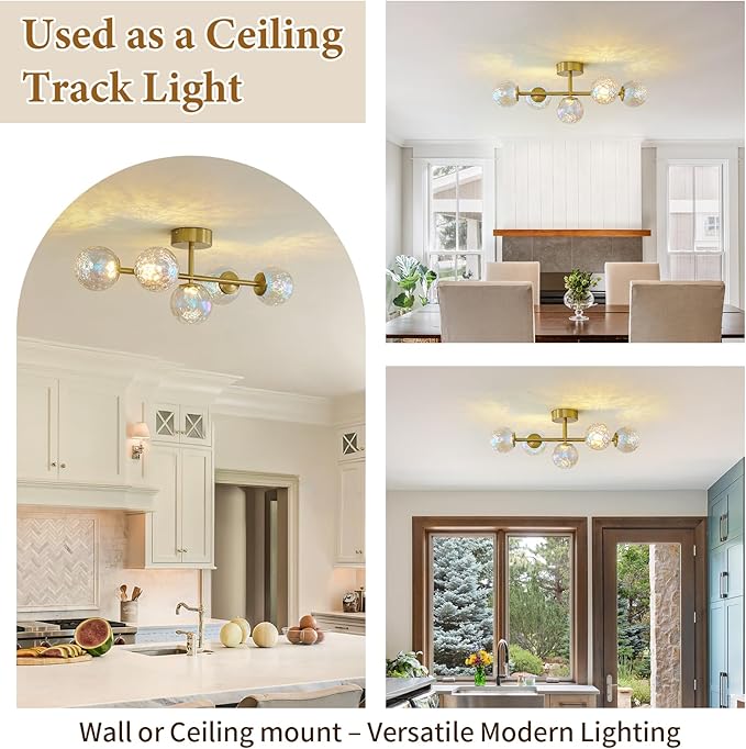 Gold LED Bathroom Vanity Light: 5-Light Stained Hammered Glass Colorful Globes Brass Vanity Lights Fixture over Mirror for Bath Room Makeup - Unique Mid Century Modern Brushed Gold Entryway Wall Light