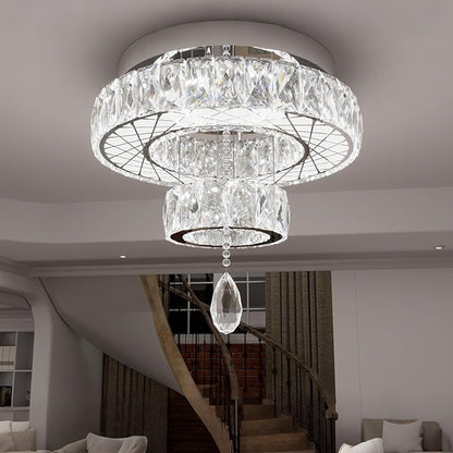 HAIXIANG Chandelier Bedroom LED Light Modern Hallway Ceiling Lighting Fixtures for Kitchen Dining Room Kitchen Remote Dimmable Silver Lights