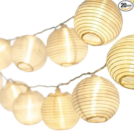 Cobus CozyHome Lantern String Lights Outdoor - 20 Lantern LEDs & 23 ft with 8 Modes | Warm White Outdoor Lampion String Lights Electric Lighting 23 ft Christmas Light