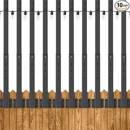 Beizelte 10 Pack 2.8Ft Suspension Outdoor String Light Poles for Outside String Lights Hanging,with Clip and Holder,Light Post Mounting Stand for Patio Fence Wall Garden Backyard Deck