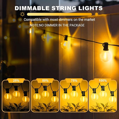 LAMPHOME LED Outdoor String Lights, 26FT Waterproof Patio Lights 12+1 Edison Shatterproof Bulbs, Connectable Hanging Lights for Backyard Porch Deck Garden Balcony Yard Cafe Party Christmas Decor