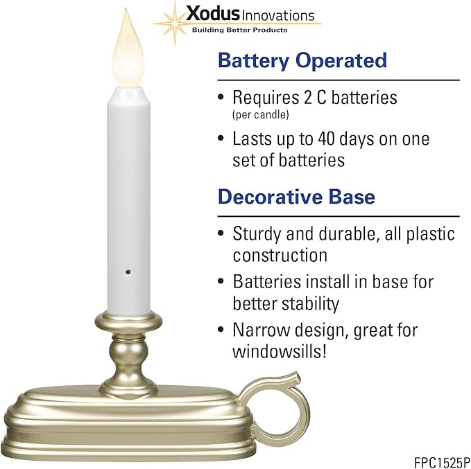 Battery Operated LED Flameless Window Candle Pewter/Silver Finish with Dusk to Dawn Sensor and White Flame