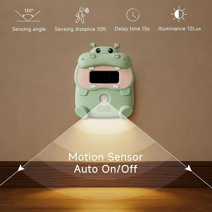 Light-Powered Motion Sensor Night Light, Magnetic Wall Mount/Tabletop, Auto On/Off, 3000K Warm White for Bedroom, Hallway, Bathroom, Kids Room, Best Thoughtful Gift for Holiday & Birthday