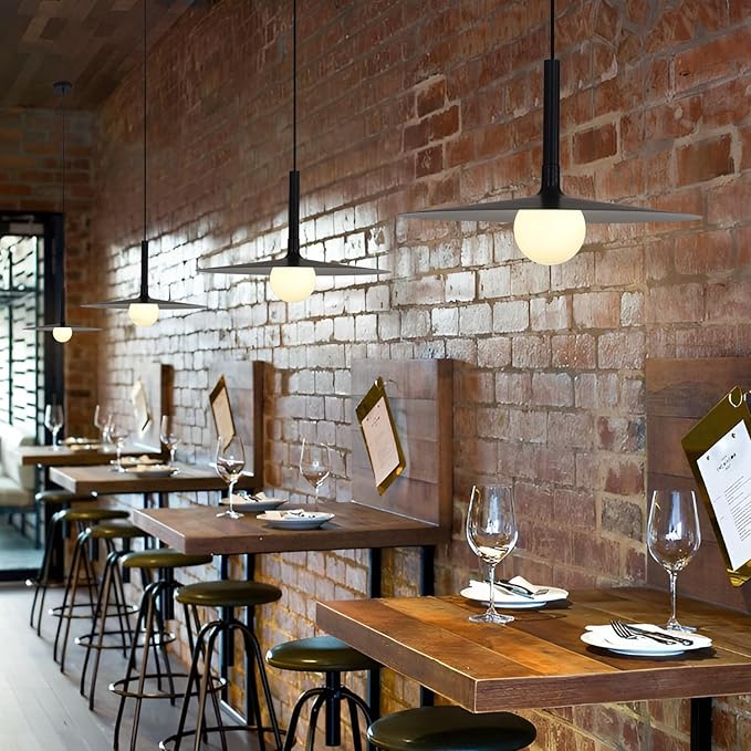 KCO Lighting Black Farmhouse Dome Pendant Light Retro Industrial Barn Pendant Lighting Modern Glass Globe Hanging Lamp Ceiling Light Kitchen Island Pendant Light Fixture (Black)