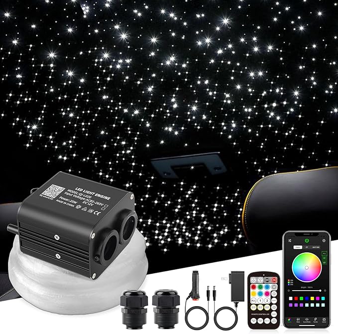 20W Twinkle Starlight Headliner Kit, Star Lights for Car Roof & Home Decoration, Fiber Cable 900pcs*0.03in*9.8ft Star Light Headliner with Bluetooth APP/Remote Control/Music Mode