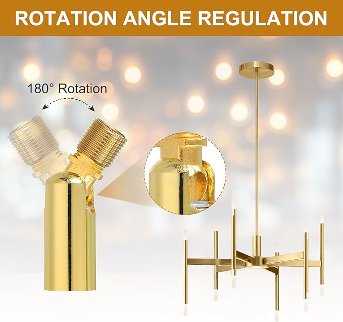MECCANIXITY Sloped Ceiling Adapter, 180 Degree 46x15mm M10 Fine Thread Sloped Ceiling Light Fixture Adapter Kit for Ceiling Pendant Light Chandelier Track Suspend(Bright Gold)