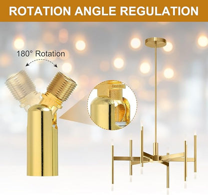 MECCANIXITY Sloped Ceiling Adapter, 180 Degree 46x15mm M10 Fine Thread Sloped Ceiling Light Fixture Adapter Kit for Ceiling Pendant Light Chandelier Track Suspend(Bright Gold)