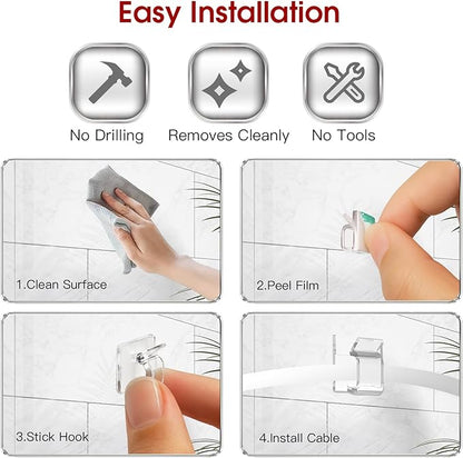 Latoxcaa 120PCS Heavy-Duty Adhesive Cable Clips, Clear Traceless Cord Organizer & Wire Holders for Wall, Desk, Car, LED Strips and Outdoor Lights (Small)
