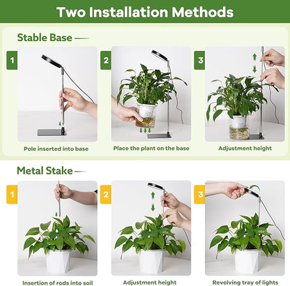 Grow Lights for Indoor Plants Full Spectrum, 48 LEDs Plant Light for Indoor Plants with 2 Mounting Options, 3 Optional Spectrums, 3/9/12Hrs, 10 Brightness, 2 Packs (Black)