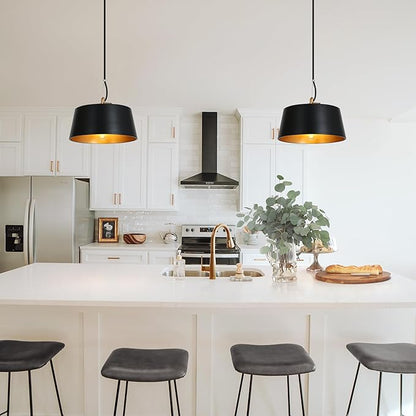 KSANA Pendant Light Fixtures, Modern Pendant Hanging Lights Black and Gold Farmhouse Pendant Light for Kitchen Island, Dining Room, Hallway, Entryway